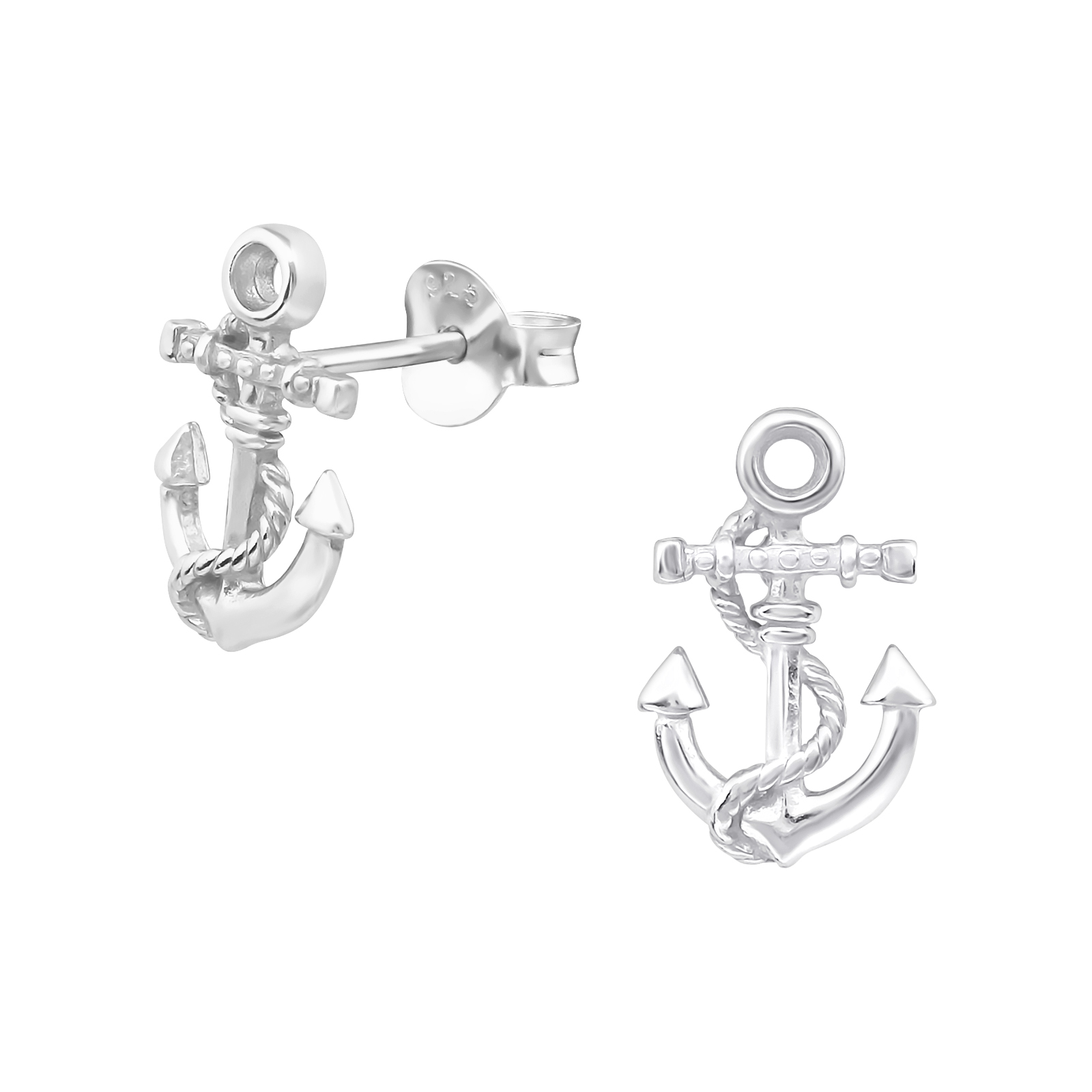 Silver Anchor Stud - Aube Jewelry
