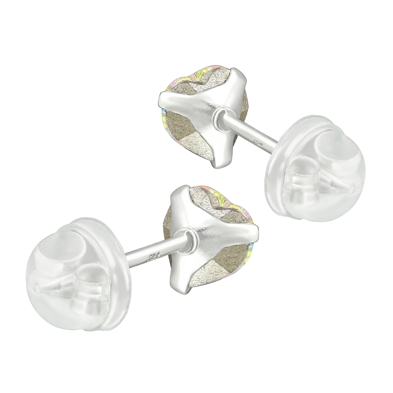 Heart Shaped Crystal Stud Earrings with Silicone Coated Push Backs - Aube  Jewelry